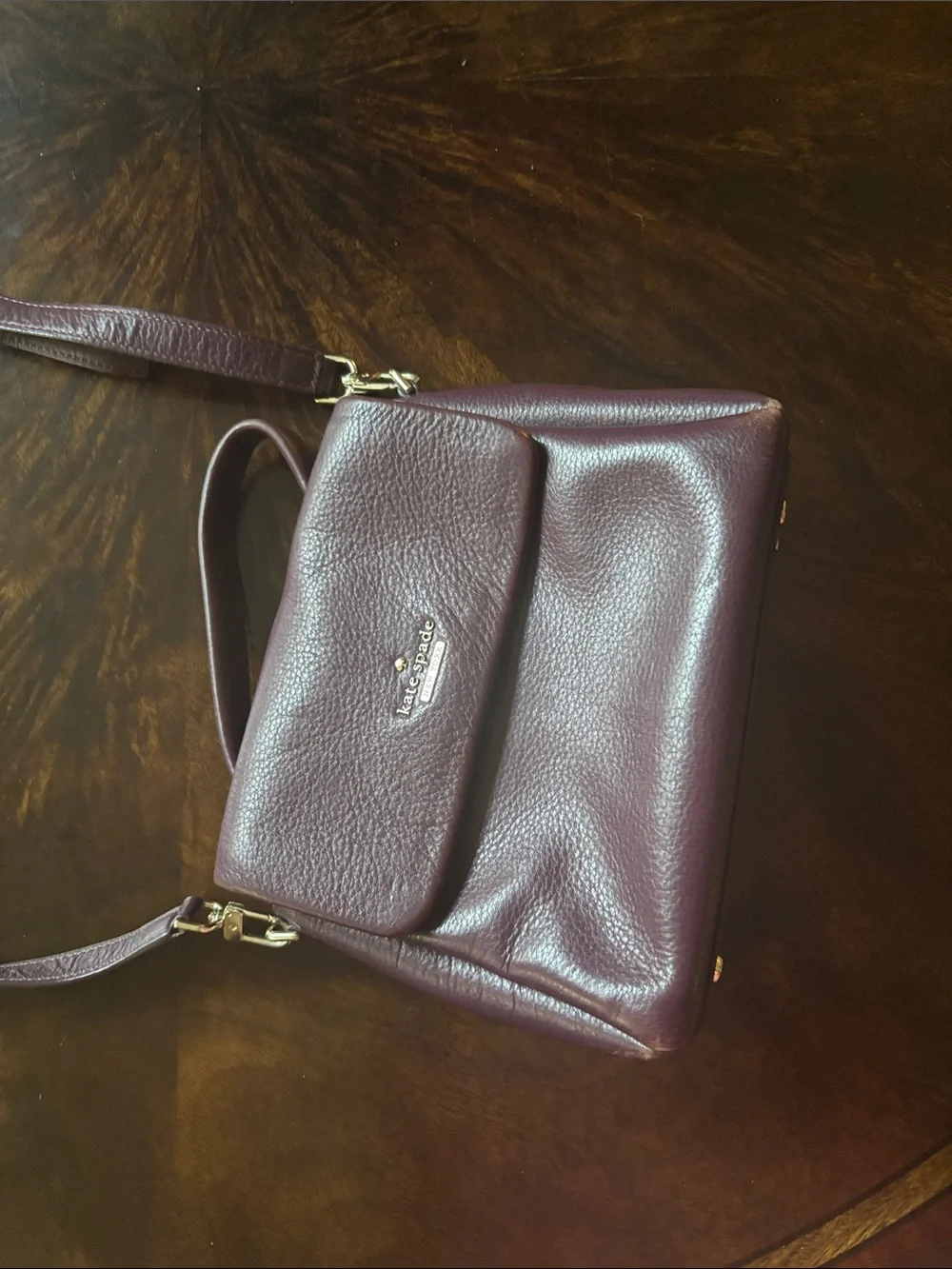 Kate Spade Plum Leather Top-Handle Crossbody with Adjustable Strap
